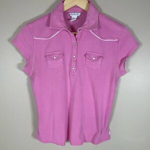 Pink Abercrombie & Fitch Fitted Western Style Cotton Polo‎ Shirt Size XL